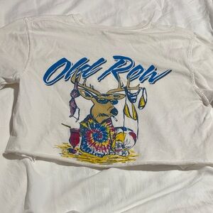 Old Row White Crop Top Deer